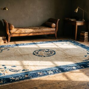 Rectangle Room Size Ivory Chinese - Peking 1920s Wool Knotted Antique Rug (SKU 23156) - room view
