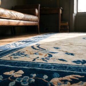 Rectangle Room Size Ivory Chinese - Peking 1920s Wool Knotted Antique Rug (SKU 23156) - in-room detail