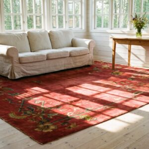 Hand Knotted Pile Red Wool Antique 1920s Rectangle Chinese Art Deco Rug (SKU 24687) - room view