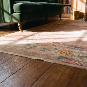 Red Knotted Antique 1920s Room Size Wool Rectangle Chinese - Art Deco Rug (SKU 22411) - in-room detail