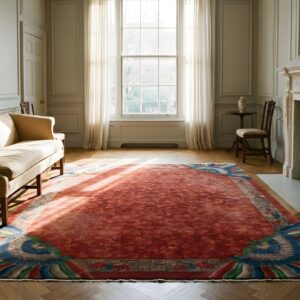 Red Allover Hand Knotted Antique Chinese Art Nouveau Design Rug (SKU 25453) - room view