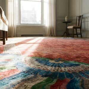 Red Allover Hand Knotted Antique Chinese Art Nouveau Design Rug (SKU 25453) - in-room detail