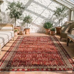 Red Antique Allover Tribal Design Caucasian Shirvan Rug (SKU 21571) - room view