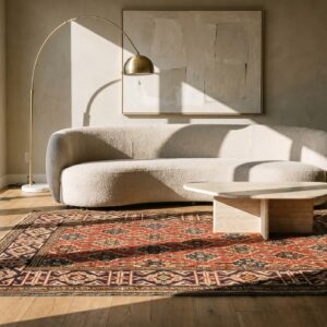 Red Antique Allover Tribal Geometric Design Small Caucasian Kuba Rug (SKU 19746) - room view