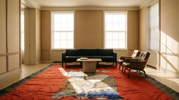 Red antique animal pictorial pattern chinese textile art 9 Red antique animal pictorial pattern chinese textile art (sku 23722) - room view