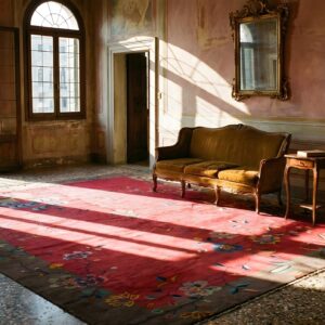 Antique Red Background Color Art Deco Chinese Allover Design Rug (SKU 24242) - room view