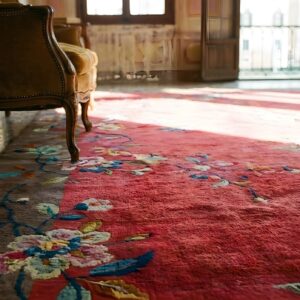 Antique Red Background Color Art Deco Chinese Allover Design Rug (SKU 24242) - in-room detail