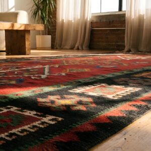 Red Antique Bessarabian Allover Geometric Tree Of Life Pattern Flatweave Kilim Rug (SKU 22770) - in-room detail