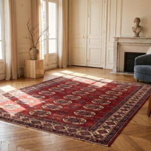 Red Bokara Design Antique Tekke Allover Tribal Geometric Turkmen Rug (SKU 21179) - room view