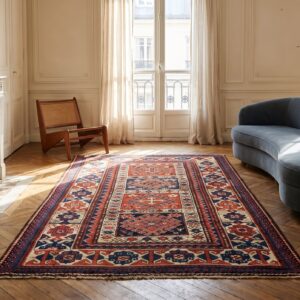 Red Antique Caucasian Allover Tribal Geometric Wool Hand Knotted Pile 19th Century Rug (SKU 22195) - room view