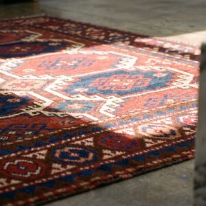 Antique Red Caucasian Moghan Tribal Rug (SKU 21504) - in-room detail