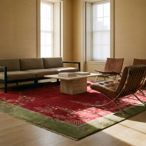 Antique Wool Red Hand Knotted Pile Chinese Art Deco Rug (SKU 24563) - room view