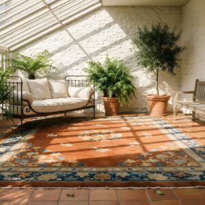 Red Antique Chinese - Art Deco Allover Floral Knotted Rug (SKU 25216) - room view