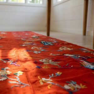 Red Antique Chinese Figural Floral Pattern Artistic Textile (SKU 23940) - in-room detail