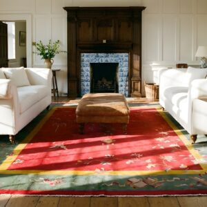 Red Knotted Wool Chinese Rectangle Antique Room Size - Art Deco 1920s Rug (SKU 23524) - room view