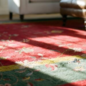 Red Knotted Wool Chinese Rectangle Antique Room Size - Art Deco 1920s Rug (SKU 23524) - in-room detail