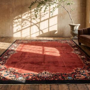 Knotted Wool Antique Red Chinese Room Size - Art Deco 1920s Rectangle Rug (SKU 22507) - room view