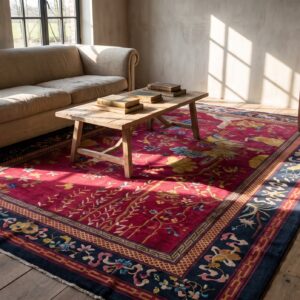 Antique Hand Knotted Red Chinese Room Size Deco Rug (SKU 23145) - room view