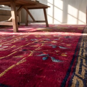 Antique Hand Knotted Red Chinese Room Size Deco Rug (SKU 23145) - in-room detail