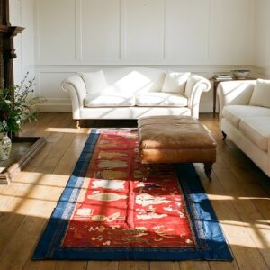 Antique Red Chinese Textile Hallway Runner Rug (SKU 24014) - in-room detail