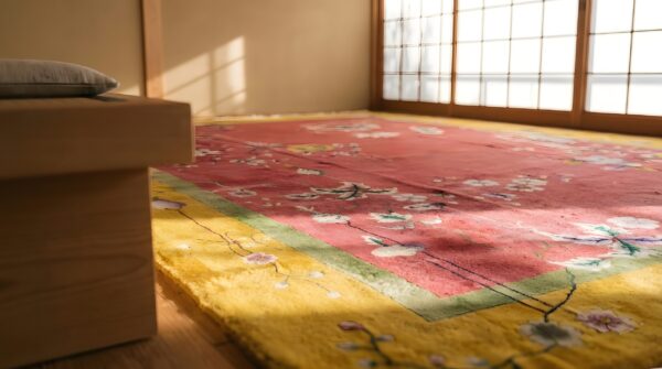 Antique red classic floral pattern art deco chinese room size carpet 8 Antique red classic floral pattern art deco chinese room size carpet (sku 23047) - in-room detail