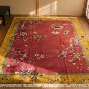 Antique Red Classic Floral Pattern Art Deco Chinese Room Size Carpet (SKU 23047) - styled overhead view