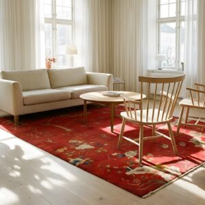 Antique Red Color 1920s Art Deco Design Chinese Rug (SKU 23987) - in-room detail