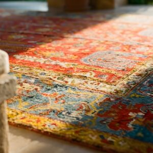 Red Color Weeping Willow Design Antique Turkish Oushak Rug (SKU 24784) - in-room detail