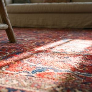 Antique Red Field Allover Tribal Garous Design Large Size Persian Bidjar Carpet (SKU 21091) - in-room detail