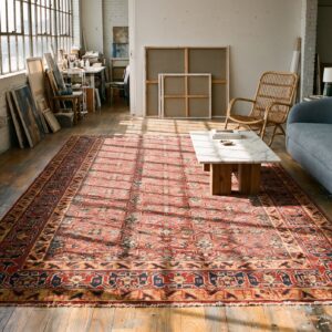 Red Geometric Garden Trellis Design Antique NW Persian Gallery Size Carpet (SKU 21391) - room view