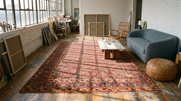 Red geometric garden trellis design antique nw persian gallery size carpet 5 Red geometric garden trellis design antique nw persian gallery size carpet (sku 21391) - room view