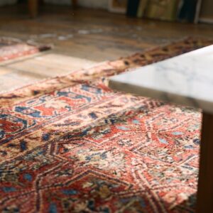 Red Geometric Garden Trellis Design Antique NW Persian Gallery Size Carpet (SKU 21391) - in-room detail