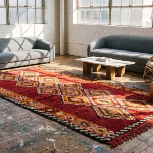 Antique Red Julkhir Uzbekistan Knotted Rug (SKU 20050) - room view