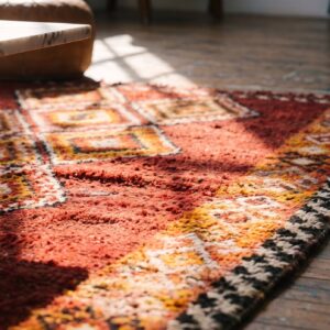 Antique Red Julkhir Uzbekistan Knotted Rug (SKU 20050) - in-room detail