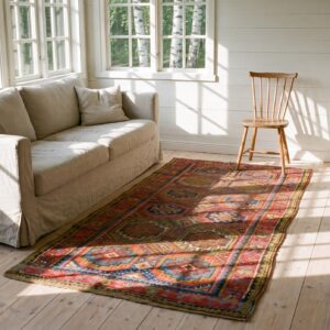 Antique Red Kurdish Persian Wool Hand Knotted Hallway Runner Rug (SKU 23283) - room view