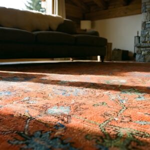 Red Large Size Tribal Floral Pattern Antique Persian Sultanabad Rug (SKU 24742) - in-room detail