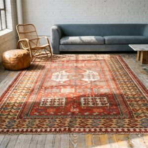 Antique Red Late 19th Century Tribal Geometric Caucasian Karachopf Rug (SKU 18008) - room view