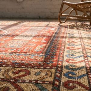 Antique Red Late 19th Century Tribal Geometric Caucasian Karachopf Rug (SKU 18008) - in-room detail
