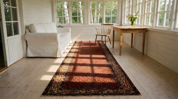 Red antique long and narrow persian seraband paisley hallway runner rug 7 Red antique long and narrow persian seraband paisley hallway runner rug (sku 23696) - room view
