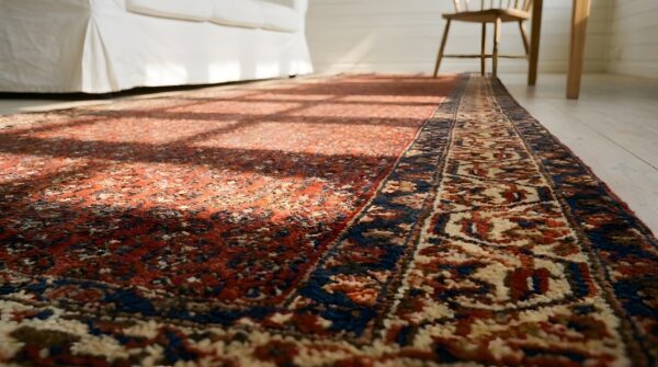 Red antique long and narrow persian seraband paisley hallway runner rug 8 Red antique long and narrow persian seraband paisley hallway runner rug (sku 23696) - in-room detail