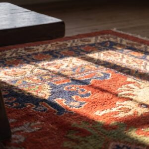 Antique Red Malayer Persian Allover Geometric Knotted Rug (SKU 23605) - in-room detail