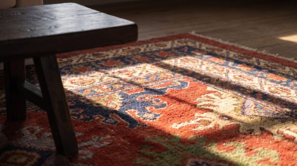 Antique red malayer persian allover geometric knotted rug 10 Antique red malayer persian allover geometric knotted rug (sku 23605) - in-room detail