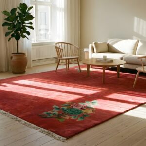 Antique Red Minimalist Art Deco Chinese Room Size Area Rug (SKU 23357) - room view