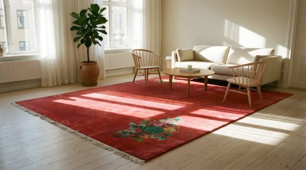 Antique red minimalist art deco chinese room size area rug 7 Antique red minimalist art deco chinese room size area rug (sku 23357) - room view