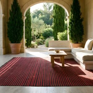 Red Antique Navajo - Rio Grande Belgium Square Flat Weave Rug (SKU 25648) - room view