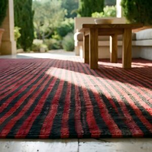Red Antique Navajo - Rio Grande Belgium Square Flat Weave Rug (SKU 25648) - in-room detail