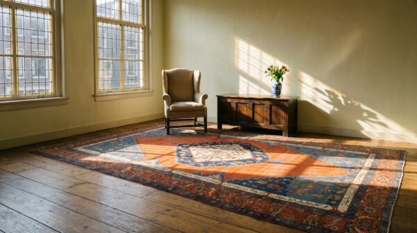 Antique red open field tribal medallion design large persian bakshaish rug 8 Antique red open field tribal medallion design large persian bakshaish rug (sku 25461) - room view