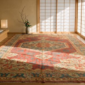 Antique Red Oversized Tribal Turkish Medallion Oushak Rug (SKU 21424) - room view