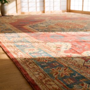 Antique Red Oversized Tribal Turkish Medallion Oushak Rug (SKU 21424) - in-room detail