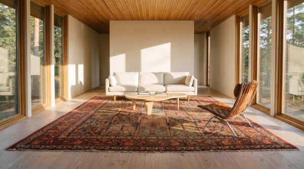 Red antique persian khorassan garden design distressed shabby chic rug 9 Red antique persian khorassan garden design distressed shabby chic rug (sku 24326) - room view